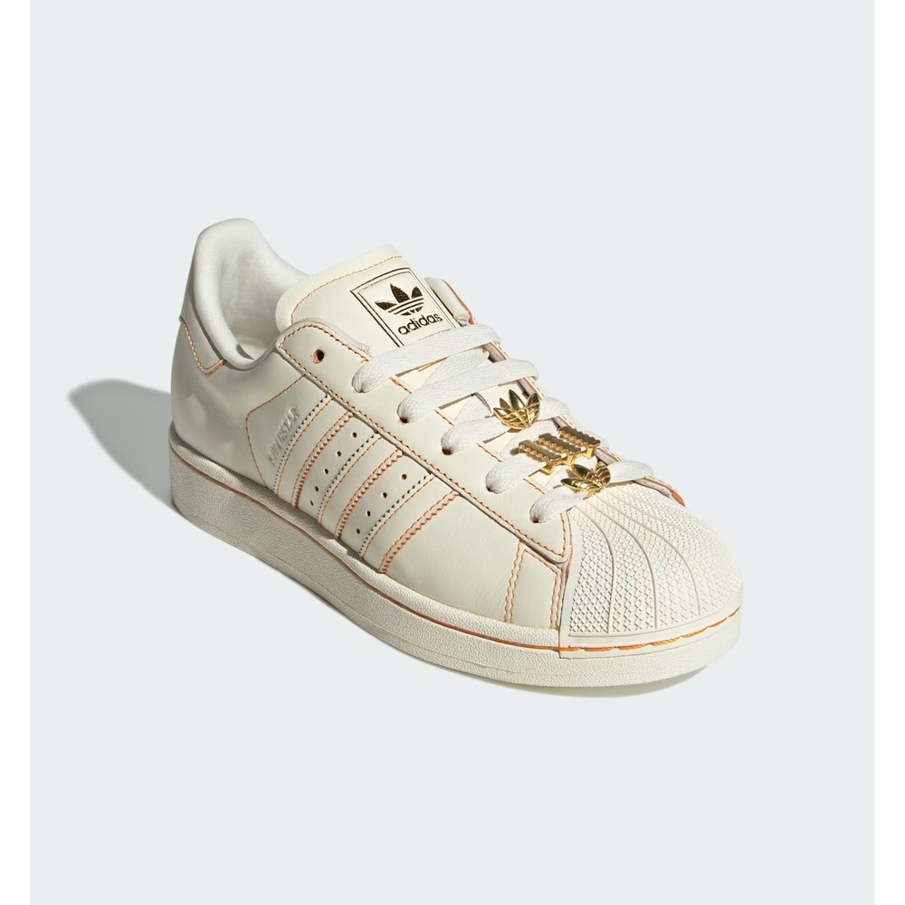 Adidas Superstar II Shoes Off White Gold Metallic Shell Toe Sneakers Leather